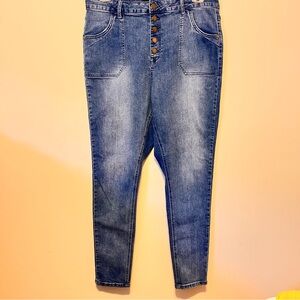 Chic Denim Women Jeans Style Harley High Rise Skinny Button Fly Jeans 16S